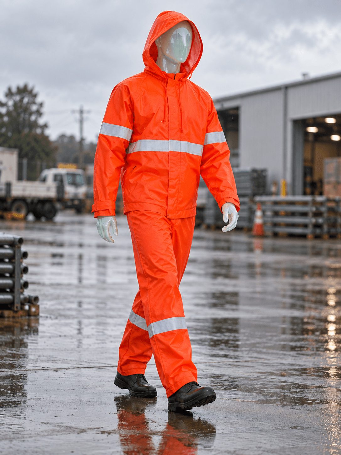 Manequim de vidro vestindo Storm Wear em cenário de trabalho, imagem ilustrativa da linha
