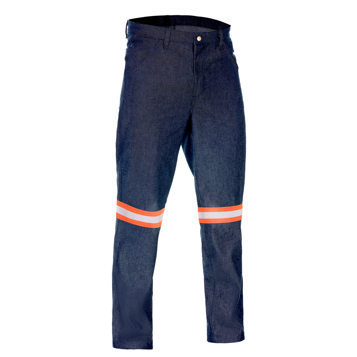 Calça Jeans Operacional - Azul Marinho Com Faixa Laranja